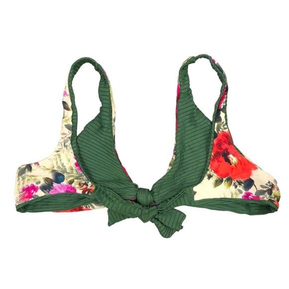 PQ Swim Reversible Bikini Top Emerald Ribbed Desert Rose - Picture 7 of 11